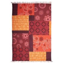 Tapis kilim fait main en coton 70x110 rouge rectangle motif ethnique