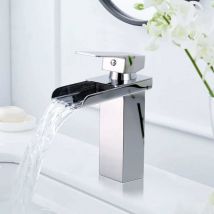 Und Wasserfall-waschtischarmatur, Verchromte Waschtischarmatur, Extra Groß (6 Cm), Warm- Und Kaltwasseranschluss, Edelstahl, Keramikventil, Modernes 