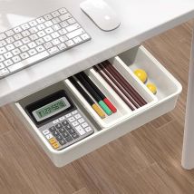 Héloise - Under Desk Drawer, Desk Storage Drawer, Office Self Adhesive Drawer Organizer, Hidden Drawer Box White