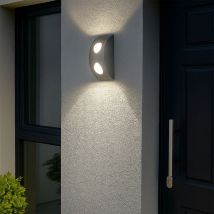 Applique murale lampe d'extérieur maison applique murale entrée, IP44 2 flammes, argent, led 4,76W 420Lm blanc chaud, LxH 7x19cm