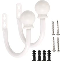 Une paire de crochets de rideaux en métal légers - Fixation murale rétro pour rideaux, embrasses, crochets muraux, gland, support de draperie (blanc)