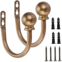 Une paire de crochets de rideaux en métal léger - Supports muraux rétro pour rideaux, embrasses, glands de rideaux, embrasses de rideaux