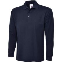 Uneek Long Sleeve Polo Shirt, Navy Blue, Mens (M)