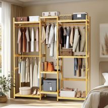 Armadio Aperto Appendiabiti Multifunzione Bambu Legno Grande Guardaroba a giorno 177x41,5x196cm - Unho