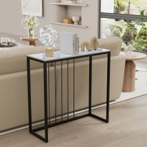 Console Table for Entryway, Gloss Slate Sofa Table - White - Unho