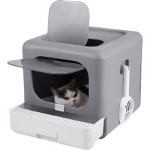 Lettiera Toilette per Gatto Chiusa Cassetta Pieghevole con 2 Porta, adatto a gatti peso a 6kg