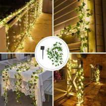 Unho - Edera finta decorazioni Piante finte da interno esterno, 2M con 20 Luce, Energia Solare, Aesthetic room decor Ghirlanda Piante Artificiali per