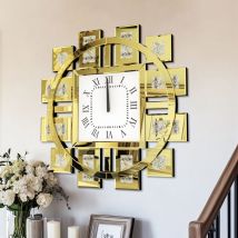 Unho - Large Wall Clock Crystal Twinkle Crush Diamond Mirrored - Gold