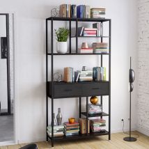 Unho - Librería de Pie con Cajón Industrial Estantería Alta para Oficina Casa