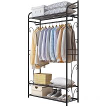 Unho - Penderie Armoire à Vêtement - Porte Manteau Chaussures en Fer - Portant Vêtement Metallique Noir pour Entrée Chambre Vestiaire