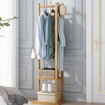 Unho - Perchero de Pie de Madera Bambú Colgador para Ropa de Forma de Árbol para Pasillo Entrada Dormitorio Salon 155x38x30cm