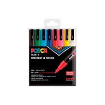 Uni-ball - Uniball marker posca pc-3m/8c non-permanent pointe fine 0.9mm-1.3mm couleurs assorties basic -case 8u-.