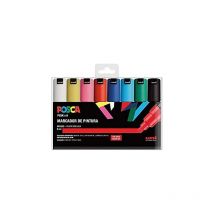Uni-ball - Uniball marker posca pc-8k/8c non-permanent pointe biseautée 8.0mm couleurs assorties basic -case 8u-.