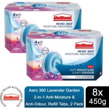 Unibond - aero 360 Moisture Absorber Lavender Garden Refill Tab - 8 x 450g