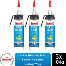 Unibond - Mould Resistant Bath & Kitchen Silicone Sealant White, 104g, 3pk