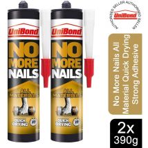 UniBond No More Nails All Materials Quick Drying Cartridge 390g, 2 Pack