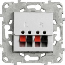Schneider Electric - Prise haut-parleurs 2 sorties (2x Rouge + 2x Noir) - Aluminium - Unica - Schneider