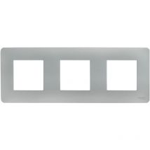 Plaque de finition 3 postes - Aluminium - Unica - Schneider