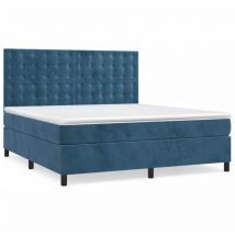 Vidaxl Letto A Molle Con Materasso E Led Blu Scuro 180x200 Cm