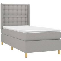 VidaXL Letto a Molle Materasso e led Grigio Chiaro 100x200 cm Tessuto