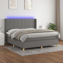VidaXL Letto a Molle Materasso e led Grigio Scuro 180x200cm in Tessuto