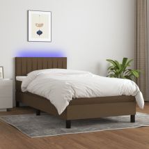 Furniture Limited - Letto a Molle Materasso e led Marrone Scuro