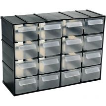 Artplast - Unidad de almacenamiento en plástico l 221 x p 85 x h 156 mm con 16 cajones transparentes - Negro