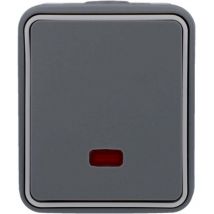 Taster beleuchtet Feuchtraum Mini, dunkelgrau, Aufputz Taster - Unitec