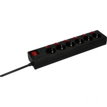 Steckdosenleiste 6-fach mit 7 Schaltern 1,4 m, schwarz Mehrfachsteckdose