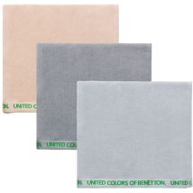 United colors of Benetton Lot de 3 Serviettes 90 x 160 cm Coton Biologique 450 g/m² Beige, Bleu foncé et Gris - Beige/Bleu foncé/Gris