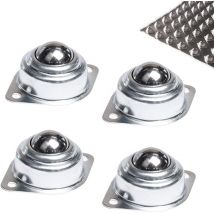 Roulettes de Meubles à Transfert à Billes - Set de 4 pour Chariot à Bagages Coulissant, Avec Bride Inférieure de Montage (Balle en Acier)