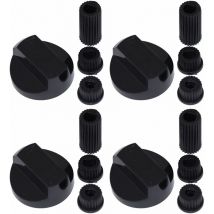 Universal Cooker Oven Grill Control Knobs And Adaptors Black Fits All Gas Electric x 4