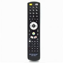 MAXTECH – 4in1 Fernbedienung für TV, DVD, SAT, DVB-T – programmierbar über PC (MICRO USB) – steuert bis zu 4 Geräte