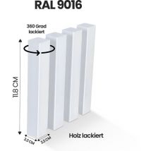 Universal - Holzecken 22 x 22 x 118 Innen / Außen für Sockelleisten, Buche massiv, weiß lackiert