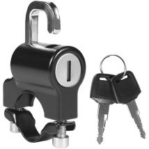 Qpuion - Universal Motorcycle Helmet Lock Anti-Theft Metal Security Helmet Lock 22mm-26mm Black With 2 Keys Set