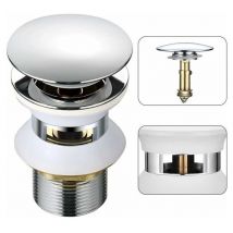 Universeller Waschbeckenabfluss mit Überlauf, Pop-Up, automatischer Push-Open-Click-Klack für Badezimmer, 1-1/4 Chrommessing