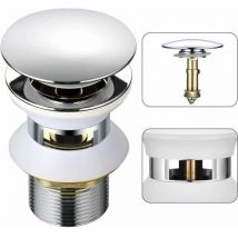 Universeller Waschbeckenabfluss Mit Überlauf, Pop-up, Automatischer Push-open-click-klack Für Badezimmer, 1-1/4 Chrommessing