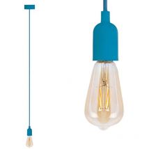 Universal Schnurpendel Textil blau mit E27 Filament led, ø 8,5cm