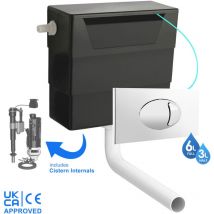 Fnx Bathrooms - Universal Side Entry Concealed Toilet Cistern wc with Dual Flush Polished Chrome Plate - Includes wras Internals & Pipe