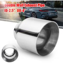 Insma - Universal Stainless Steel Exhaust Tip Double Wall Round Slant 2.5'' Inelt 4'' Outlet