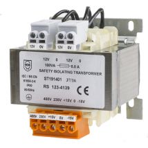 Rs Pro - Transformateur d'isolement, Vin 230V ac (+/- 15V) - 400V ac (+/- 15V), Vout 12V c.a., 100VA ( Prix pour 1 )