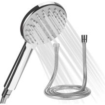 Grid Cool - Universell verstellbarer Ersatz-Duschkopf mit 5 Wassersparmodi, 150 cm Metall-Duschschlauch für die Badewanne
