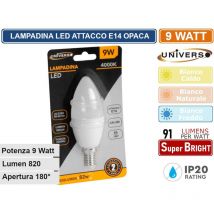 Lampadina led E14 9W candle C37 candela smd 820 lumen luce calda naturale fredda - Colore Luce: Bianco Naturale - Universo