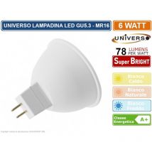 Lampadina smd led GU5.3 MR16 6W faretto spotlight 470 lumen 12V 3000K - 4000K - 6500K - Colore Luce: Bianco Caldo - Universo