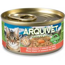 Nourriture Humide pour Chat au Thon Blanc en Sauce et Saumon 110 g (8435117879928) - Arquivet