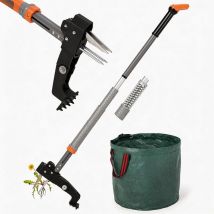 Unkrautwurzelzieher, Verstellbarer Griff, 4 Edelstahlkrallen, 50-liter-gartenbeutel, Automatischer Rückstellmechanismus, Manuelles Gartengerät, 