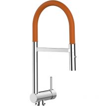 Vizio - Unterfenster Wasserhahn Vorfenster Umklappbar 6 cm Verchromt Kuechenarmatur mit Orange 360 schwenkbarem Auslauf und abnehmbare 2 strahl