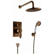 Duschsystem Florina altgold – Duschkopf 20x20cm – Einhebel-Brausegarnitur – Hochwertige Verarbeitung – 150cm Brauseschlauch