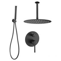 SLIGO Unterputz-Eingriff-Duscharmatur – mattschwarz – Duschkopf Ø 20/25/30 cm – 150 cm Brauseschlauch – 4 l/min Wasserverbrauch
