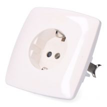 Unterputz-sockel, Glatt, Schuko, 10/16 Bei 250 V, Weiß (eingeschweißt)